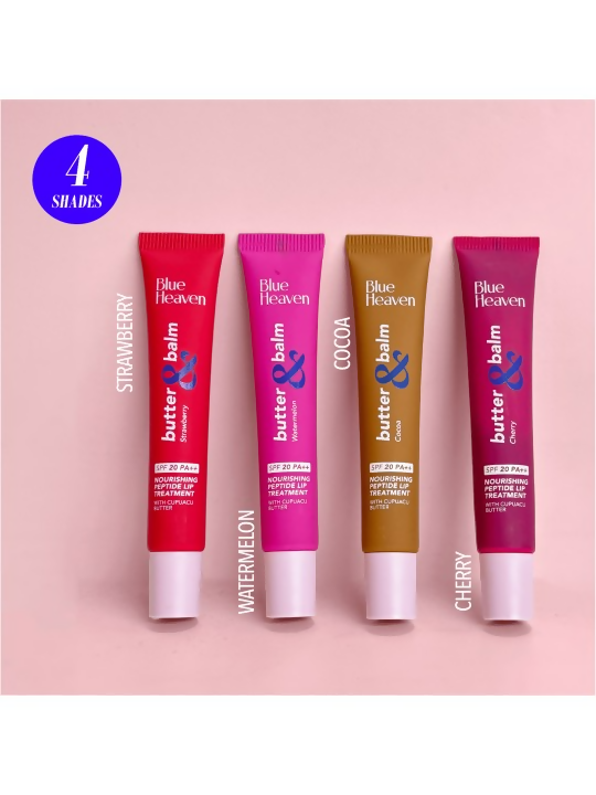 Blue Heaven Butter & Balm Peptide Infused Tinted Lip Balm with SPF20 PA++ - Cocoa | Grocsy