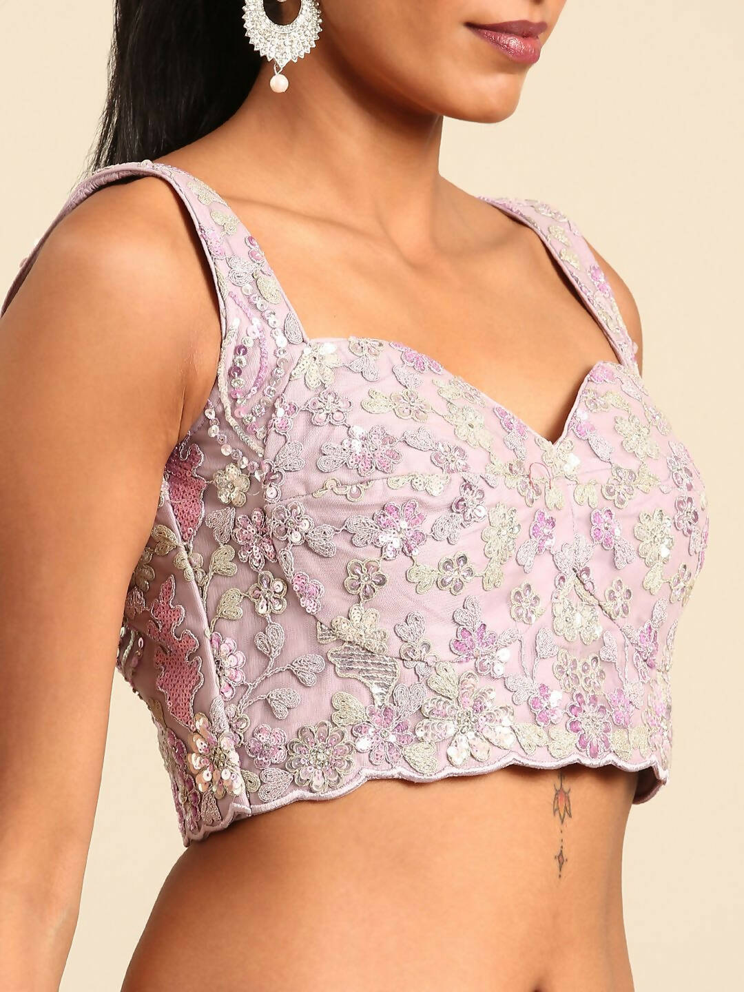 House of Panchhi Lavender Net Sequins and Zarkan embroidery Lehenga choli & Dupatta | Grocsy