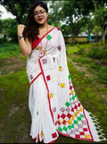 Exclusive Collection Multy Beautiful Cotton Applique Work Saree | Grocsy
