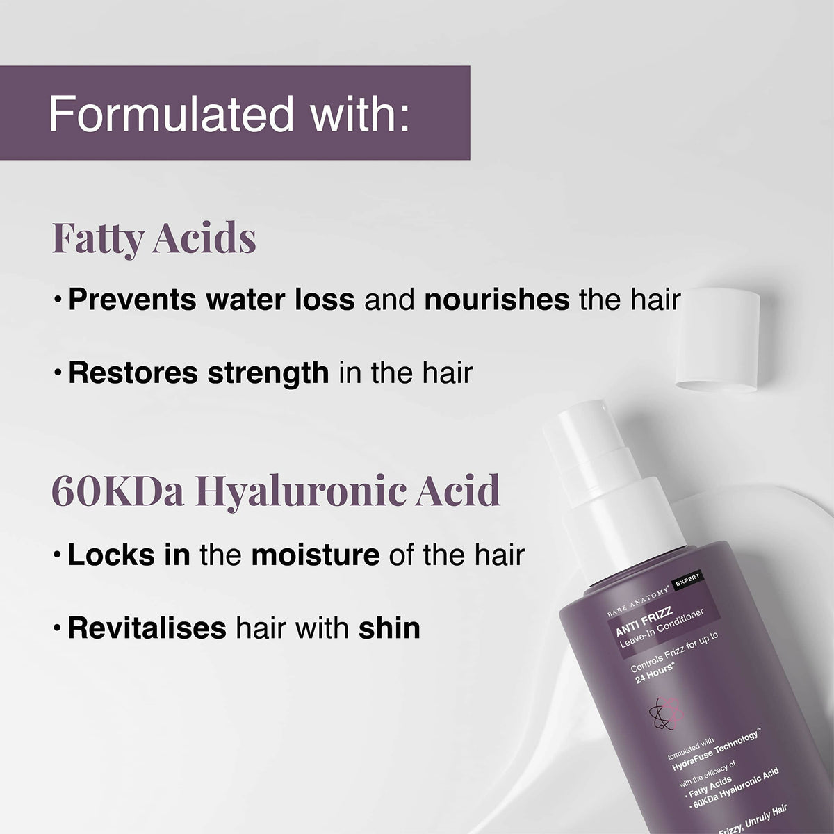Bare Anatomy Anti Frizz Leave In Conditioner For Unruly & Frizzy Hair, Control Frizz Upto 24hr | Grocsy