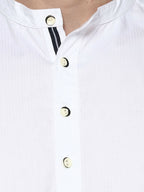 Even Apparels Band Collar White Color Pure Cotton Men's Kurta | Grocsy