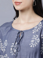 Myshka Stylish Dark Grey Silk Short Sleeve Women's Kaftan | Grocsy