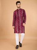 Vastranavya Maroon Exclusive Festival Wear Pure Viscose Rayon Sequence & Foil Mirror Heavy Embroidered Work Kurta | Grocsy