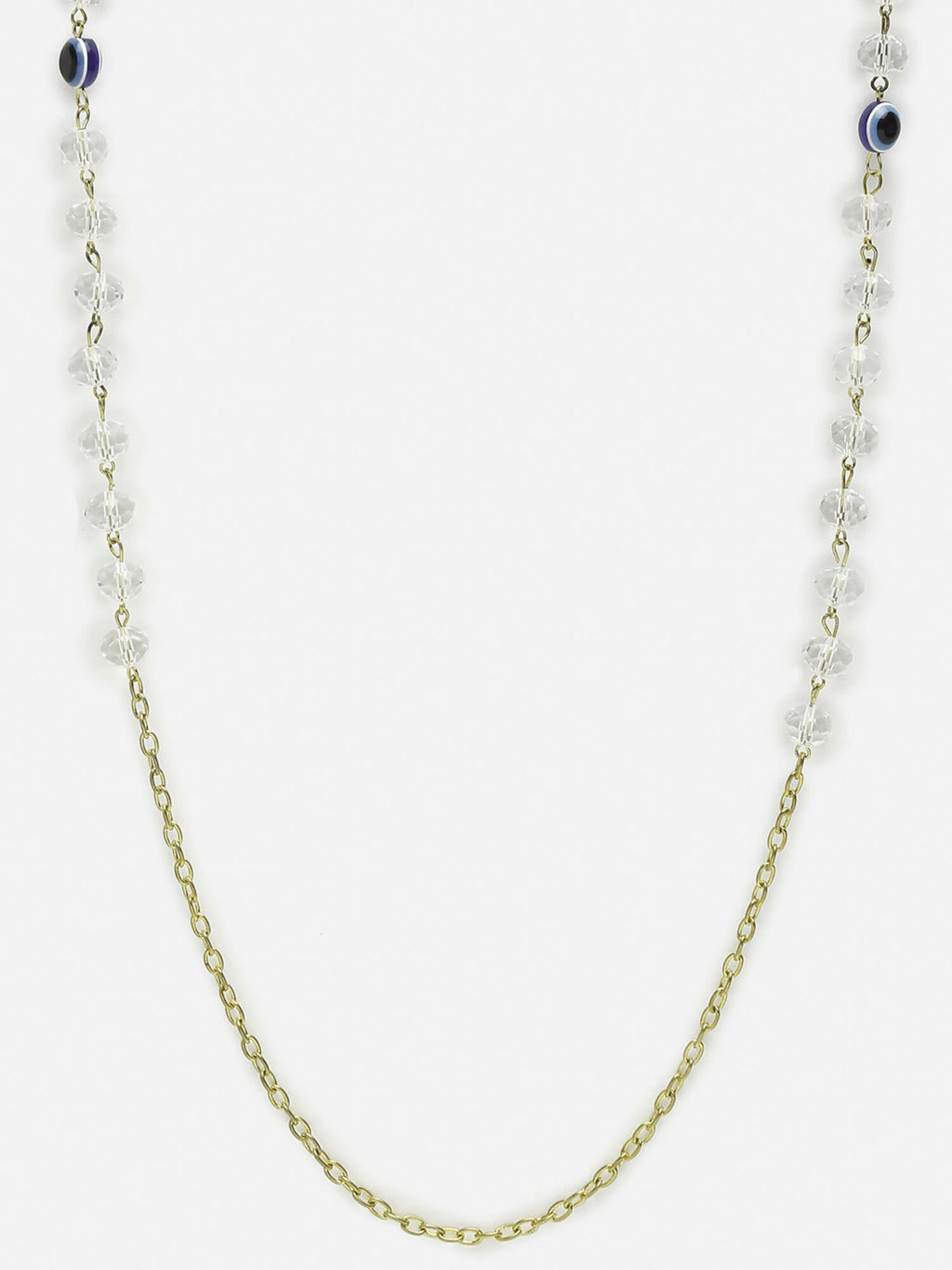 Unisex Gold-Toned Blue Evil Eye Beaded Mask Chain - Ruby Raang | Grocsy