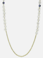 Unisex Gold-Toned Blue Evil Eye Beaded Mask Chain - Ruby Raang | Grocsy