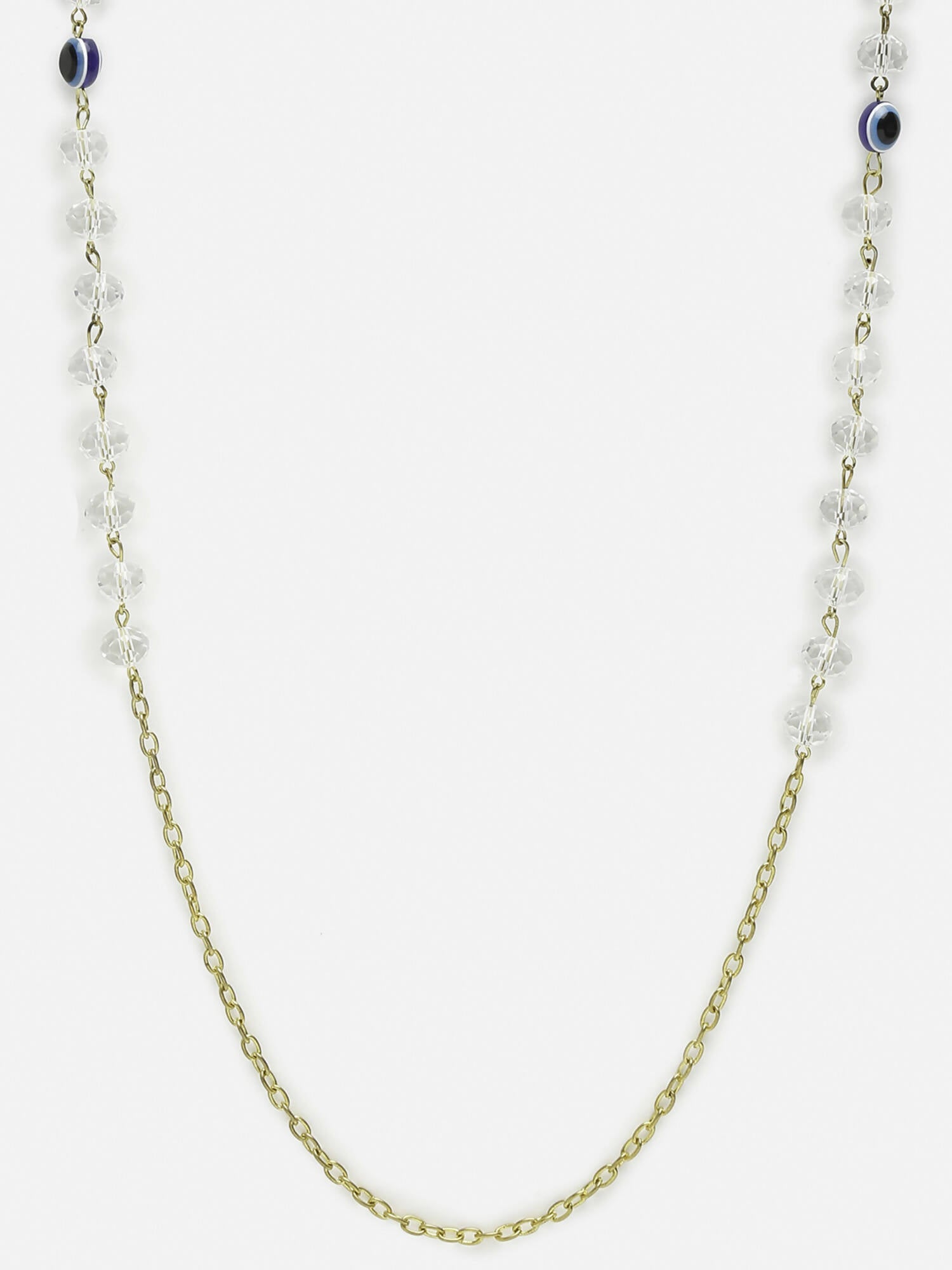 Unisex Gold-Toned Blue Evil Eye Beaded Mask Chain - Ruby Raang | Grocsy