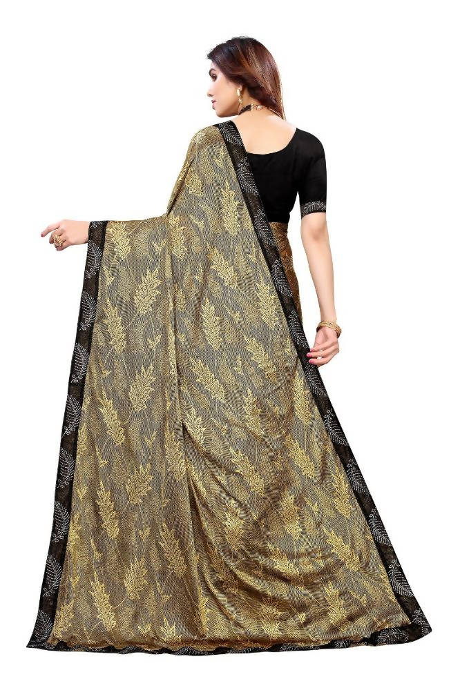 Vamika Golden Malai Silk Embroidery Saree | Grocsy