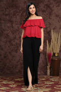 Juniper Women Black Rayon Dobby Woven - Dobby Tulip Dhoti Pant | Grocsy