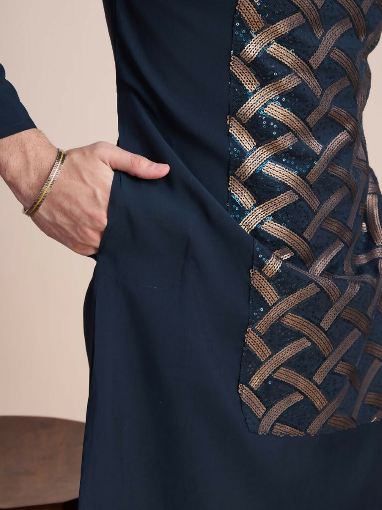 Vastranavya Traditional Festival Wear Pure Silk Thread & Sequence Embroidered Work Kurta | Grocsy