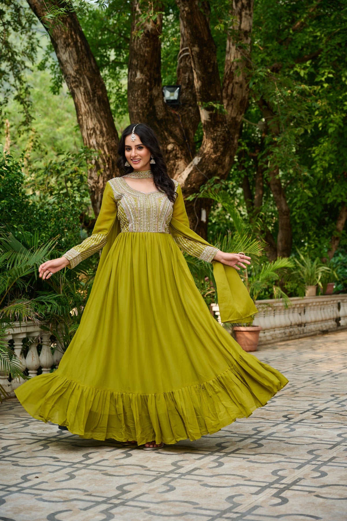 Prazu Fashion Parrot Georgette With Embroidery Beads Sequins Work Gown | Grocsy