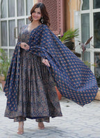 Prazu Fashion Blue Pure Cotton Designer Salwar Suit | Grocsy