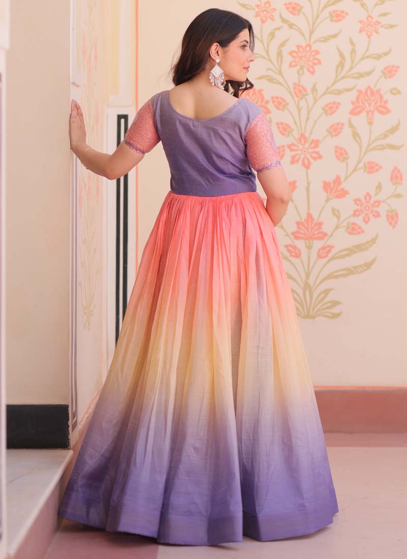 Prazu Fashion Multi Color Georgette Embroidered Gown | Grocsy