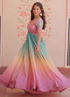 Prazu Fashion Multi Color Georgette Embroidered Gown | Grocsy