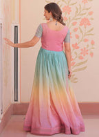 Prazu Fashion Multi Color Georgette Embroidered Gown | Grocsy