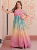 Prazu Fashion Multi Color Georgette Embroidered Gown | Grocsy