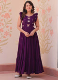 Prazu Fashion Purple Georgette Embroidered Designer Gown | Grocsy