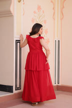 Prazu Fashion Red Georgette Embroidered Designer Gown | Grocsy