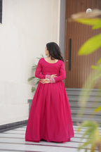 Prazu Fashion Pink Georgette Embroidered Designer Gown | Grocsy