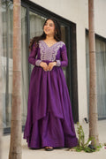 Prazu Fashion Purple Georgette Embroidered Designer Gown | Grocsy