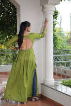 Prazu Fashion Parrot Reyon Kutchi Gamthi Work Navaratri Gown | Grocsy