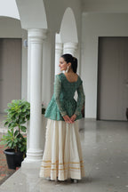 Prazu Fashion Green Bandhani Print Work With Kutchi Gamthi Patchework Navaratri Lehenga | Grocsy