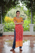 Prazu Fashion Red Rayon Printed With Kutchi Gamthi Work Navaratri Kurti | Grocsy
