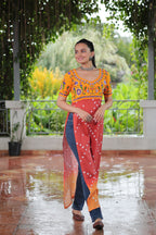 Prazu Fashion Red Rayon Printed With Kutchi Gamthi Work Navaratri Kurti | Grocsy