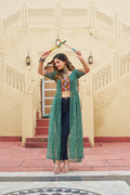 Prazu Fashion Green Georgette Bandhani Print With Kutchi Patch work Navaratri Kurti | Grocsy