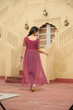 Prazu Fashion Maroon Georgette Bandhani Print With Kutchi Patch work Navaratri Kurti | Grocsy