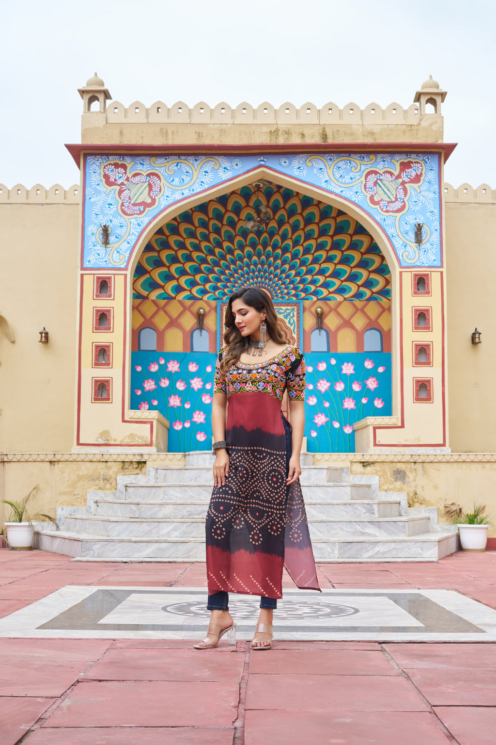Prazu Fashion Black Rayon Printed With Kutchi Gamthi Work Navaratri Kurti | Grocsy