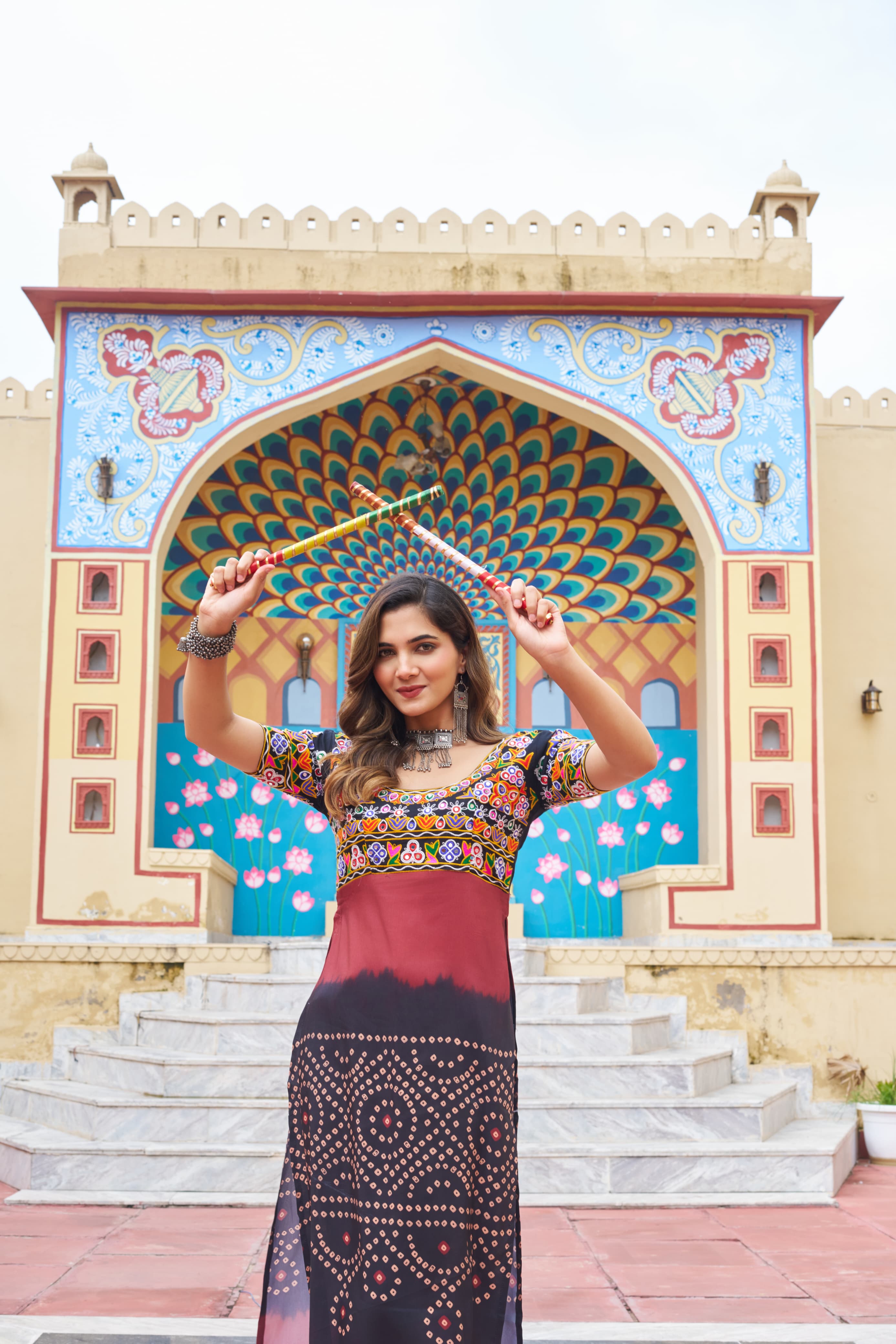 Prazu Fashion Black Rayon Printed With Kutchi Gamthi Work Navaratri Kurti | Grocsy