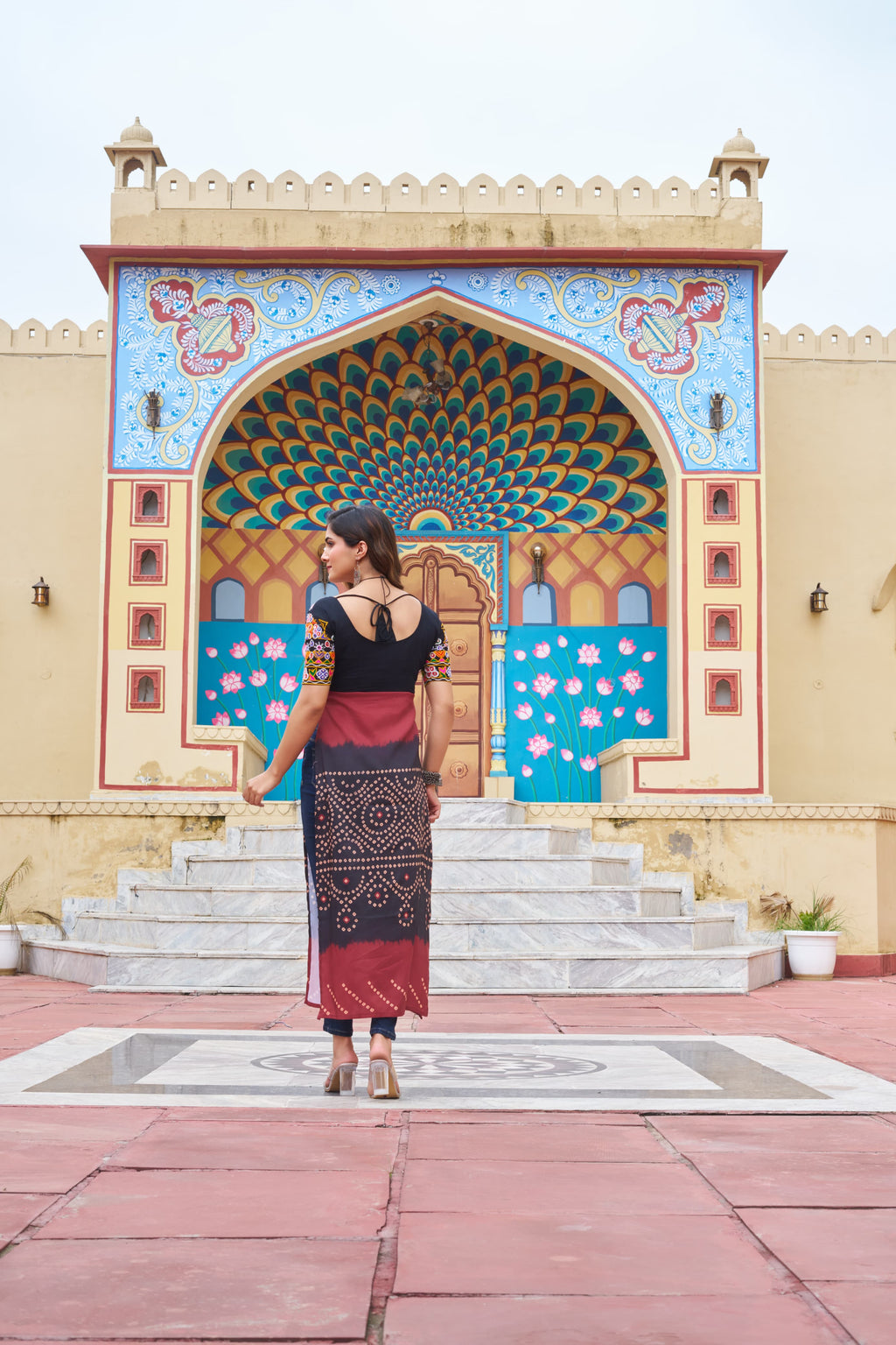 Prazu Fashion Black Rayon Printed With Kutchi Gamthi Work Navaratri Kurti | Grocsy