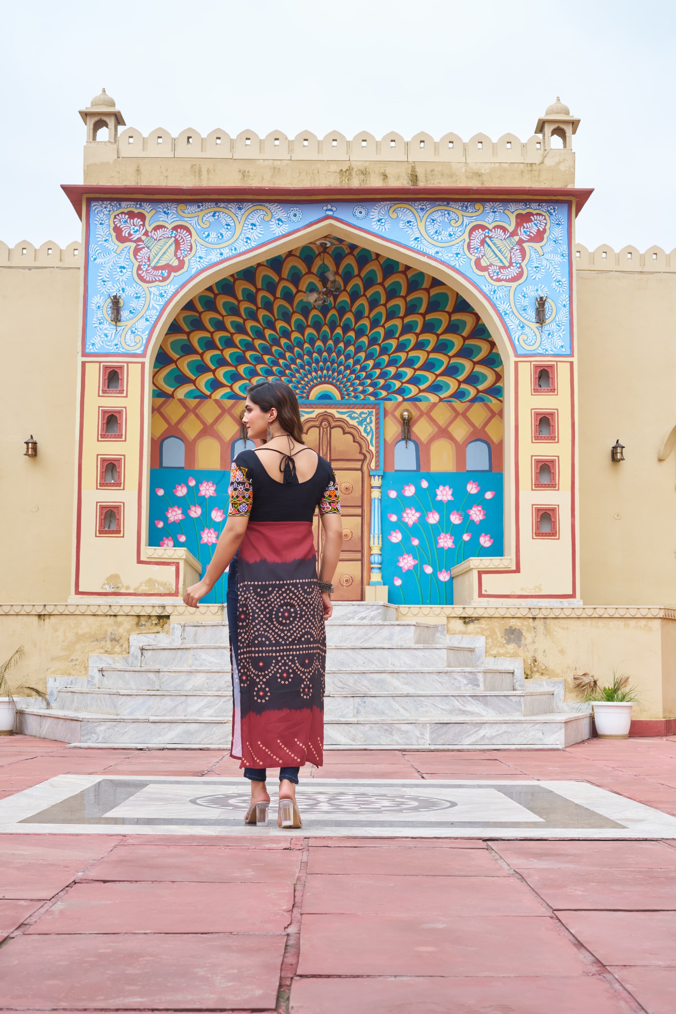 Prazu Fashion Black Rayon Printed With Kutchi Gamthi Work Navaratri Kurti | Grocsy