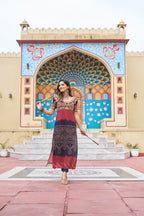 Prazu Fashion Black Rayon Printed With Kutchi Gamthi Work Navaratri Kurti | Grocsy