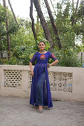 Prazu Fashion Blue Georgette Bandhani Print With Kutchi Patch work Navaratri Kurti | Grocsy