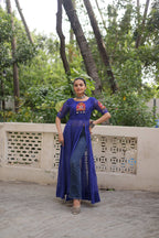 Prazu Fashion Blue Georgette Bandhani Print With Kutchi Patch work Navaratri Kurti | Grocsy