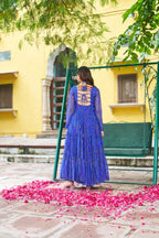 Prazu Fashion Blue Georgette Bandhani Print With Kutchi Patch work Navaratri Kurti | Grocsy