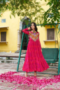 Prazu Fashion Pink Georgette Bandhani Print With Kutchi Patch work Navaratri Kurti | Grocsy