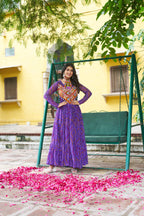 Prazu Fashion Violet Georgette Bandhani Print With Kutchi Patch work Navaratri Kurti | Grocsy