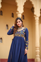 Prazu Fashion Blue Rayon With Kutchi Gamthi Work Navratri Kurti | Grocsy