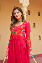 Prazu Fashion Pink Rayon With Kutchi Gamthi Work Navratri Kurti | Grocsy