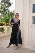 Prazu Fashion Black Rayon With Kutchi Gamthi Work Navratri Kurti | Grocsy