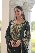 Prazu Fashion Dark Green Georgette Embroidered Designer Salwar Suit | Grocsy