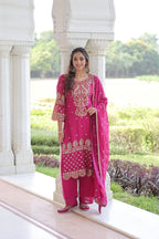 Prazu Fashion Pink Georgette Embroidered Designer Salwar Suit | Grocsy