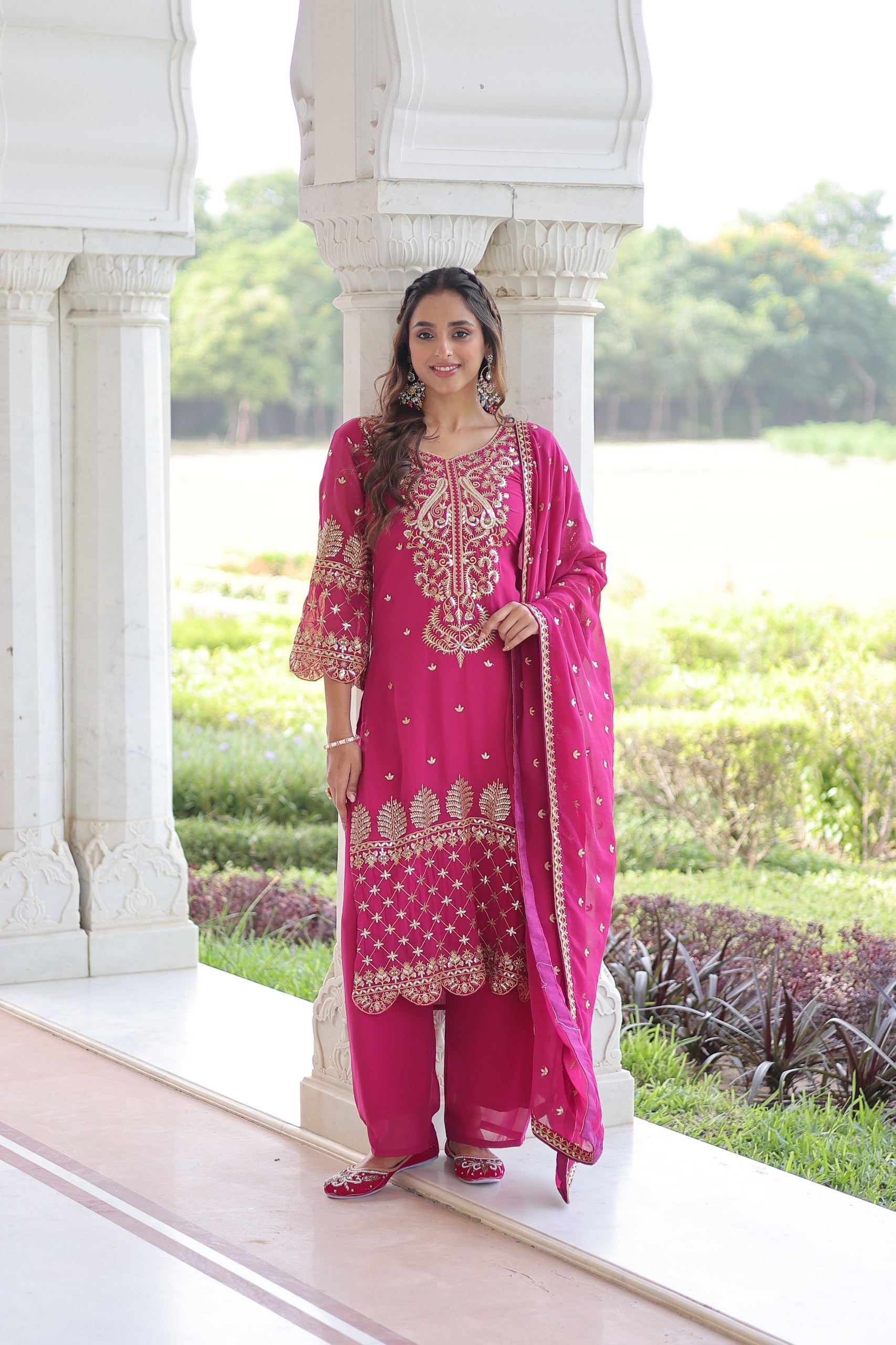 Prazu Fashion Pink Georgette Embroidered Designer Salwar Suit | Grocsy