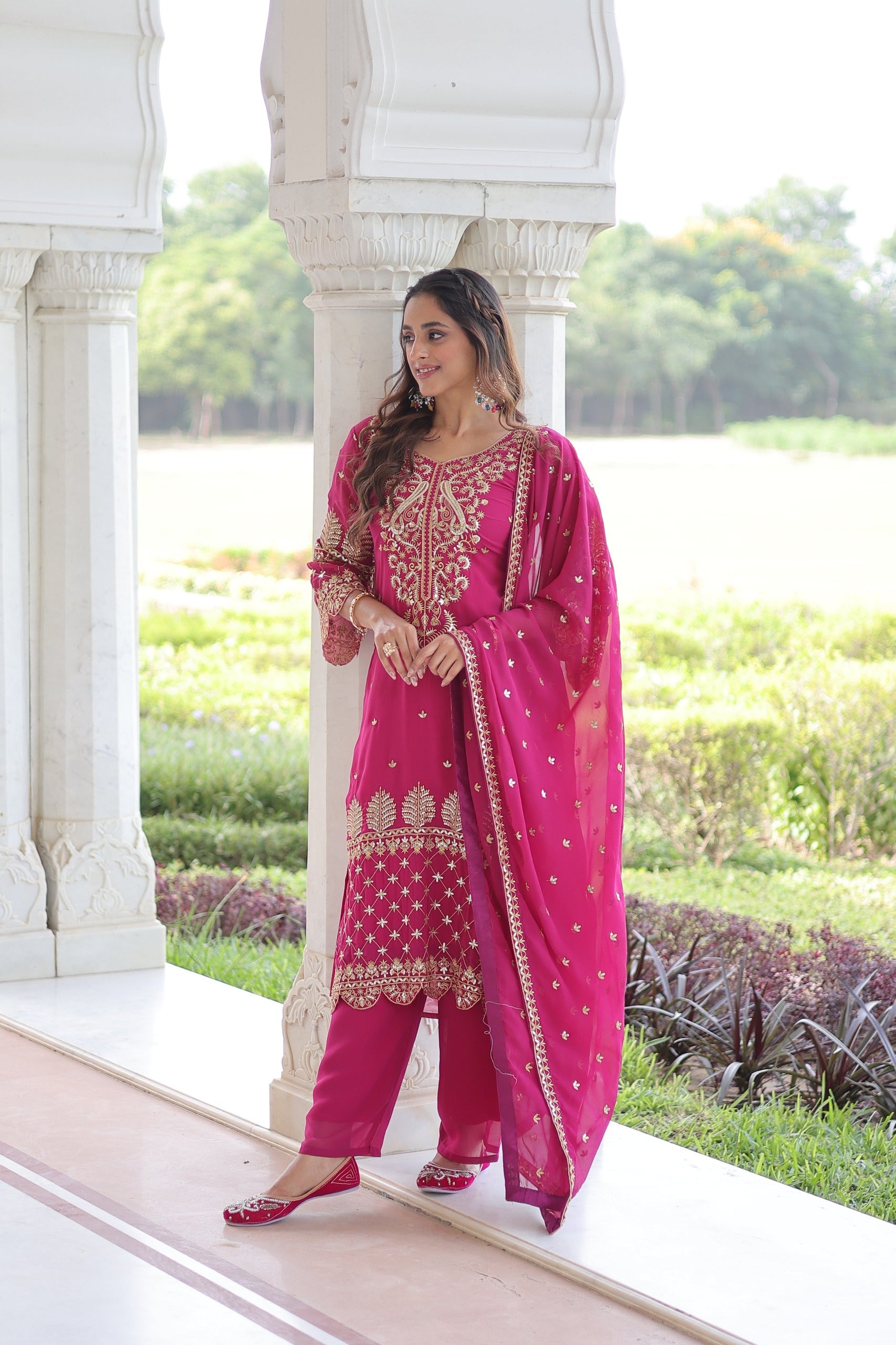 Prazu Fashion Pink Georgette Embroidered Designer Salwar Suit | Grocsy