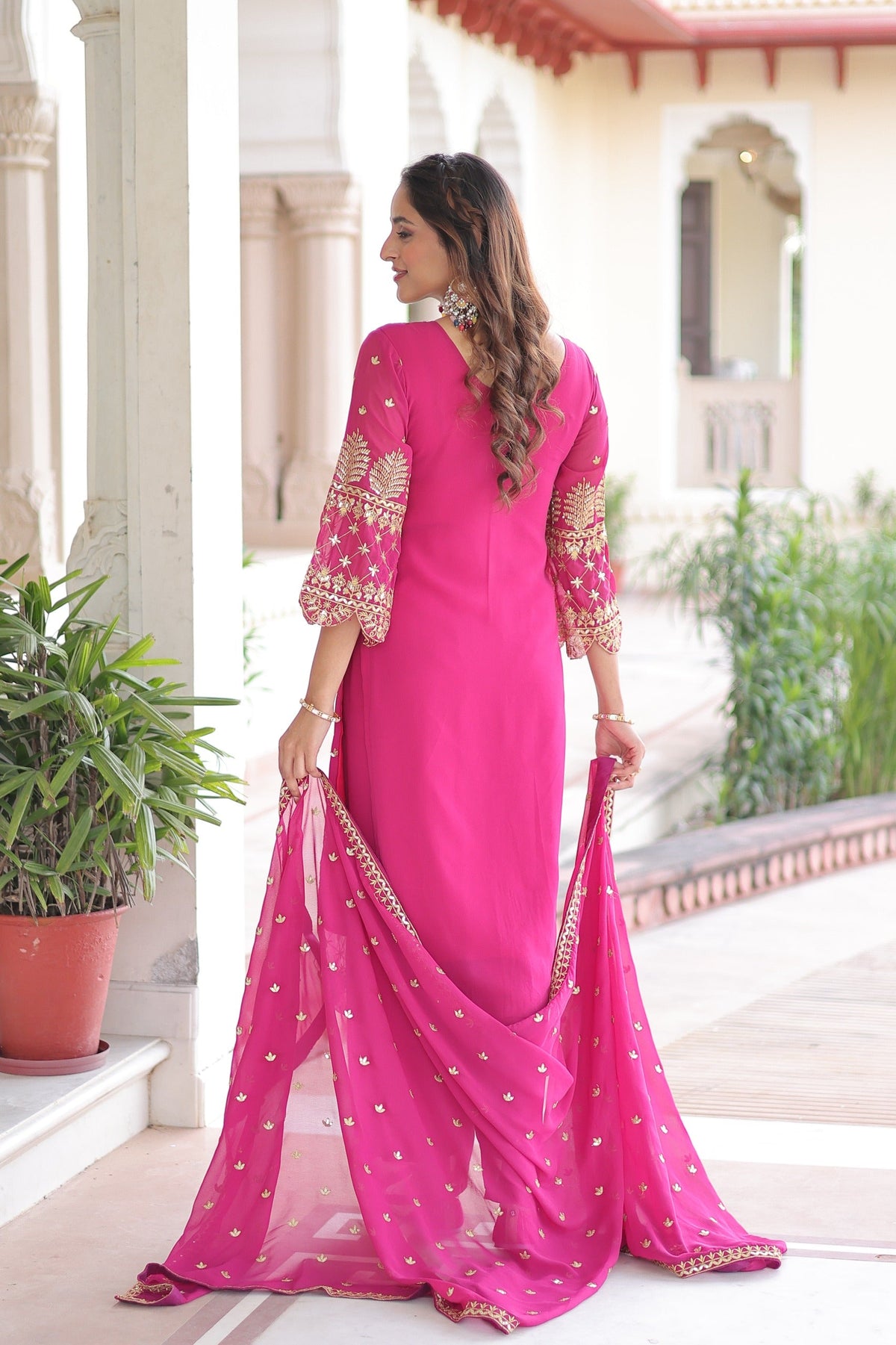Prazu Fashion Pink Georgette Embroidered Designer Salwar Suit | Grocsy