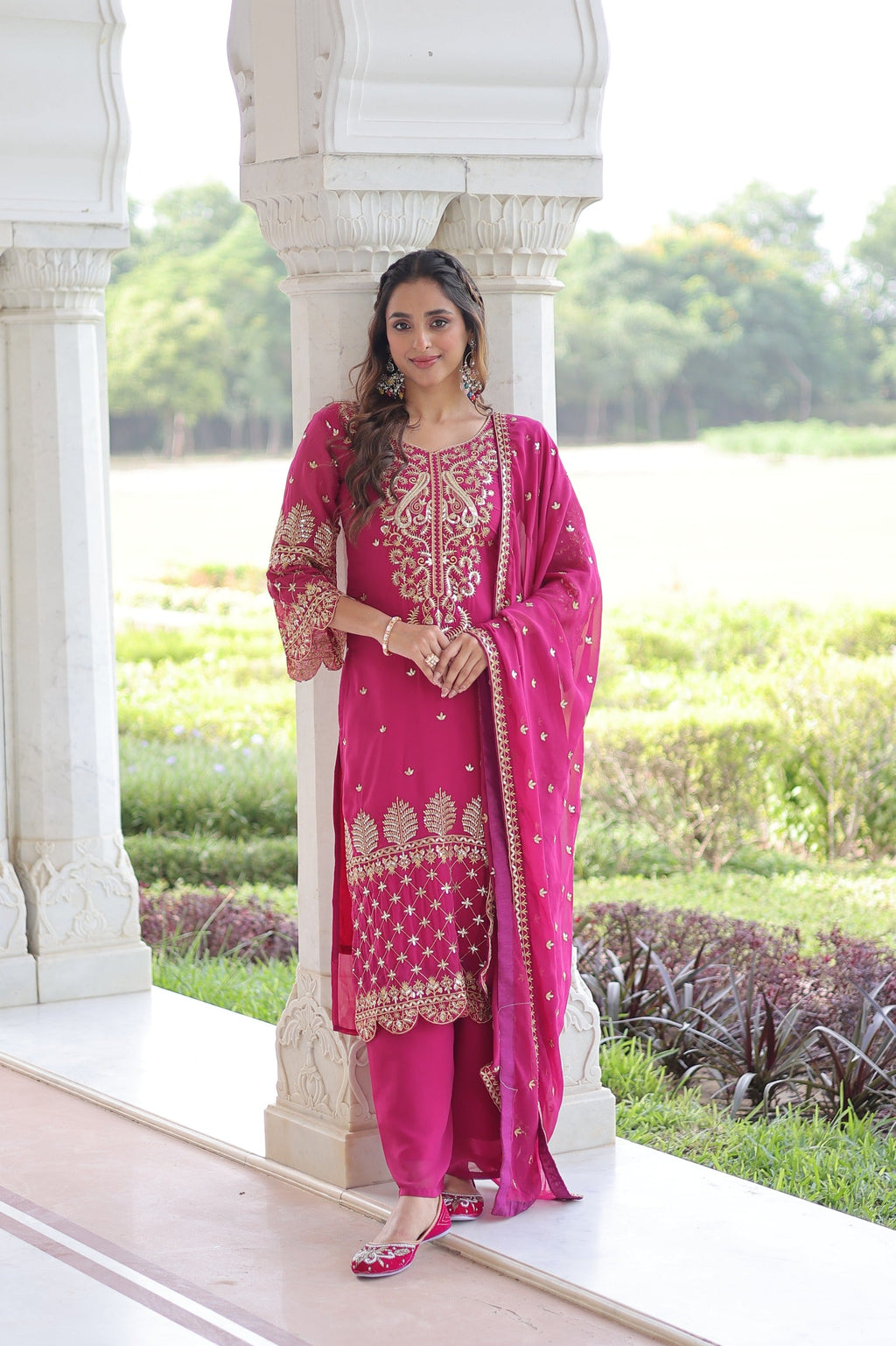 Prazu Fashion Pink Georgette Embroidered Designer Salwar Suit | Grocsy
