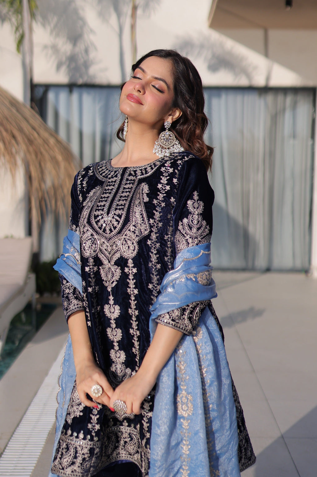Prazu Fashion Navy Blue Velvet With Rich Zari Embroidered Work Salwar Suit | Grocsy