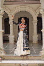 Prazu Fashion Black Georgette Bandhani Print With Kutchi Patchwork Navratri Lehenga Kurti | Grocsy